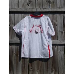 Cruisin USA Bowling Shirt Mens 3XL White Red Bowl-A-Rama  Retro Rockabilly